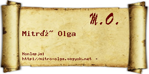 Mitró Olga névjegykártya